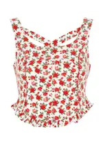 Free People Melanie Floral-print Stretch-cotton Tank top - Ivory - L L