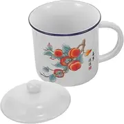 Abaodam Vintage Enamel Mug with Lid Multi Functional Tea and Coffee Cup Portable Outdoor Drinking Mug for Home Office and Adventures Easy to Clean Enamel Water Cup