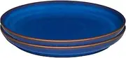 [Denby] Imperial Blue Medium Plates Set of 2 - Dishwasher Microwave Safe Crockery 21cm - Royal Blue Coupe Ceramic Stoneware Tableware - Chip & Crack Resistant Lunch Plates