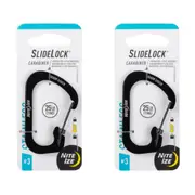 2x Nite Ize Slidelock Aluminium Carabiner #3 Hanging Key Accessory Organiser BLK