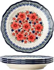 Ceramic Dinner Plates Set of 4, 8 Inch Large Porcelain Salad Dessert Appetizer Plates, Dinnerware Dishes Set for Kitchen,Serving Plate for Salad, Pizza, Steak, Microwave & Dishwasher & Oven Safe