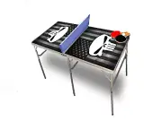 American Flag Skull BW Portable Tennis Ping Pong Folding Table w/Accessories