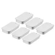 Metal Tin Box Containers, 6Pcs 2.4x1.3x0.4 Inch Portable Storage Box, Silver