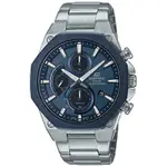 CASIO EDIFICE 輕薄八角錶圈髮絲紋太陽能運動男士腕錶－銀Ｘ深藍(EFS-S570DB-2A)/44MM