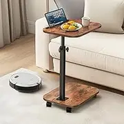 XNSDXV Sofa Tray Table for Couch, 360°Swivel TV Tray for Small Spaces, Adjustable Height Side Tables for Eating, C Shaped End Table for Livingroom, Bedroom, Sofa, Bed, Snack