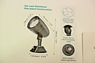 LED Knuckle Bullet Spot Light - HSPL01A Super bright, Dawn to Dusk NIB