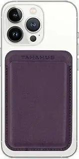Tahamus Strong Magnetic Card Holder Leather Wallet with MagSafe for Apple iPhone 14/13 / 12 Series, Dark Cherry, Magsafe Wallet Magnetic Card Holder