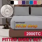 2000TC Ultra Soft Bed Fitted Sheet Set Pillowcase Single/Double/Queen/King AU