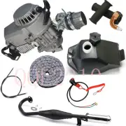 49cc 2 Stroke Engine Motor+Exhaust+Tank Grips for ATV UTV Quad Pocket Razor Cart