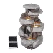 Gardeon Solar Fountain Water Feature Pot Outdoor Indoor 4-Tier Cascading Brown
