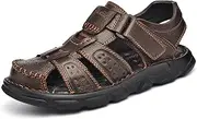 [ZXXHNNAIH] Men's Closed Toe Leather Fisherman Adjustable Lightweight Outdoor Beach ls Comfortable Summer Leather Hiking Beach Shoes
