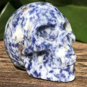 1pc Natural dot stone skull quartz crystal carved reiki decoration healing 2''