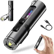 Taclites Mini - The Ultimate Everyday Micro Tool, Rechargeable Led Magnetic Super Bright Tactical, High Lumens Taclites Flashlight, Waterproof, 3 Brightness, with Hat Clip (Black)