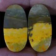 34.10 Cts Natural BumbleBee Jasper Matched Pair Cabochon Gems For Earring Supply