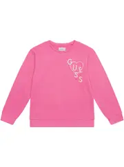GUESS Girl's Pink Long Sleeve Active Jumper Size: 5, Cotton