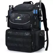 N NEVO RHINO 40L Fishing Tackle Backpack with 4 Tackle Boxes, Rod Holders, Wa...