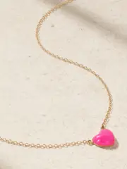 [Alison Lou] Alison Lou - Heart 14-karat Gold And Enamel Necklace - Pink - One size One size Pink