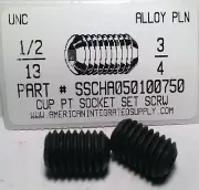 1/2-13x3/4 Hex Socket Set Screws Cup Point Alloy Steel (10)