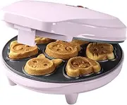 Bestron Mini Cookie Maker Animal Waffle Maker for Mini Waffle Biscuits with Baking Basket & Non-Stick Coating, 700 Watt, Pink