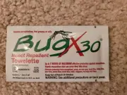 BUGX30 New Insect Repellent with DEET (30%) sealed non-greasy Oil-Free Towelette