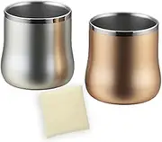 J-Kitchens EcoBag No.929112 Liquor Cup Set, 18-8 Stainless Steel, Double Wall Structure, DX Flat, Pair of Champagne Gold, Champagne Silver, 8.1 fl oz (230 ml), Made in Japan
