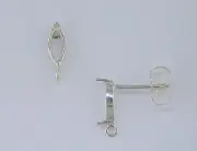 2 Prong Marquise with Loop Earring Setting Sterling Silver