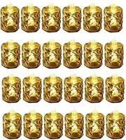 WAZIJ 24 Pcs Led Tealight Candles Battery Operated Smokeless Candle Lamp for Valentines Weddings Dining Tables 1.42x3.15in