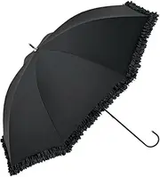 ビコーズ(Because) Because B-956157 Long Umbrella, PU Heat Cut Ruffle, Black