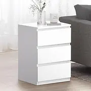 [ALFORDSON] Modern Handle-Less Bedside Table, 3 Drawers, E0 Grade 15mm Particle Board, 40x 40x 60cm, Nightstand Side End Table for Bedroom, Living Room, White