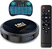 Android TV Box 12.0, Hk1 Rbox H8 Top Box 4GB RAM 128GB ROM, H618 Quad-Core 64Bits 100M LAN Dual-WiFi 2.4G/5G 4K/AV1/3D/USB 3.0/BT 4.2 with Wireless Keyboard,4gb+32gb