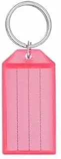 50 Pcs Plastic Key Tags with Labels, Key Labels with Ring and Label Window,Key Identifiers for Luggage, USB Drive, Backpack,Luggage Travels Home Office Classification Gifts Favors Supplies (Pink)