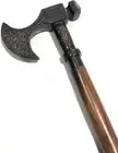 Brass Axe Head Handle Walking Cane – 37" Vintage Nautical Wooden Stick Gift