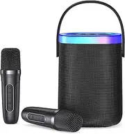 LENRUE F88 Karaoke Speaker, Portable Bluetooth Karaoke Machine with Dual Wireless Microphones, Echo & Voice Effects,IPX5 Waterproof,LED Lights,TF Card/USB/AUX in,for Kids for Indoor/Outdoor Fun