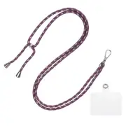 Phone Lanyard Adjustable Neck Lanyard with Transparent Patch Purple Coffee