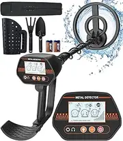 [DetectTrek] Metal Detector for Kids, 8" Waterproof Kids Metal Detector for Beach with Sand Sifter Scoop, Lightweight Gold Detector for Treasure Hunting