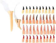 Nail Claws, Halloween Witch Costume Latex Lifelike Appearance Convenient Wear Nail Claws False Nails Fake Finger Claw Nose Set for Halloween Party, Cosplay