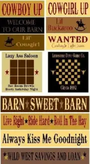 12 pc set Western STENCIL TW16~ Reusable Mylar Stencils For DIY Signs