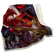 Cool Fantasy Scene Dragon Battle Throw Blanket