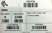 Zebra Eltron 10015784 Z-Perform 2000D Thermal Label 1.25" x 1.00" 6Rolls x 2340s