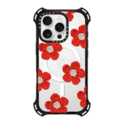 iPhone 16 Pro Bounce Case MagSafe Compatible Crochet Flowers - Red