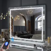 VANITII GLOBAL 100cm Bluetooth Hollywood Vanity Makeup Mirror with Crystal Light Strip Tabletop Wall Mounted