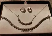 Sterling Silver San Marco Macaroni Necklace, Bracelet & Earrings Set-New W/ Tags