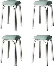 Set of 4 Sturdy Cyan Metal Stacking Bar Stools with Non-Slip Foot Mat, Supports Up to 250kg, Perfect for Home, Kitchen, or Commercial Use