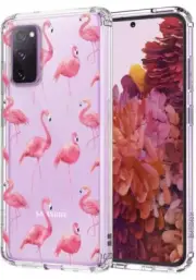 Samsung Galaxy S20 FE Slim Flexible Phone Case, Clear Pink Flamingo.