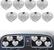 8 Pcs Bling Heart Air Vent Clips, Crystal Car Fresheners, Diffuser With Rhinestone Decoration, Cute Interior Accessories for Women Girls (Silver)