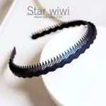 【STAR WIWI】時尚波浪齒梳髮箍《髮飾 • 髮箍》《2入組》《霧藍色》