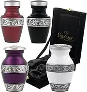 Small Urn for Human Ashes - Set of 4 Cremation Urns for Adult Ashes - Mini Keepsake Burial Urn for Male, Female - Decorative Urns with Velvet Box & Bag - Funeral Urn Ashes for Loved Ones Remains