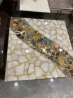 White Quartz Stone Coffee Table Top Sofa Centerpiece Cafeteria Antique Home Deco