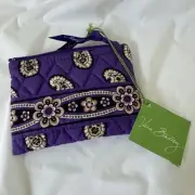 Vera Bradley Small Wallet Coin Simply Violet Purple Paisley Zip ID Case NWT