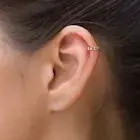 14K Solid Gold Diamond Chain Helix Ring with Clicker Closure Cartilage Piercing